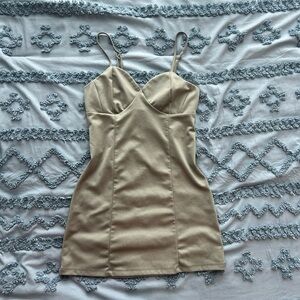 Olive Bodycon Mini Dress with Spaghetti Straps